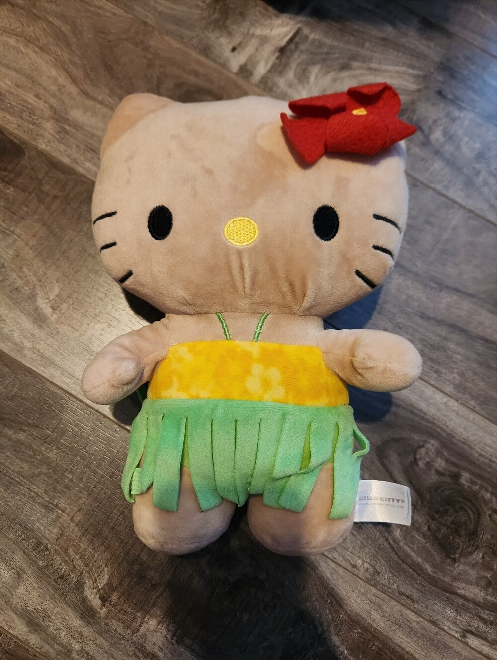 Hello Kitty Hula Plush Grass Skirt Hawaiian Medium Size Red Flower